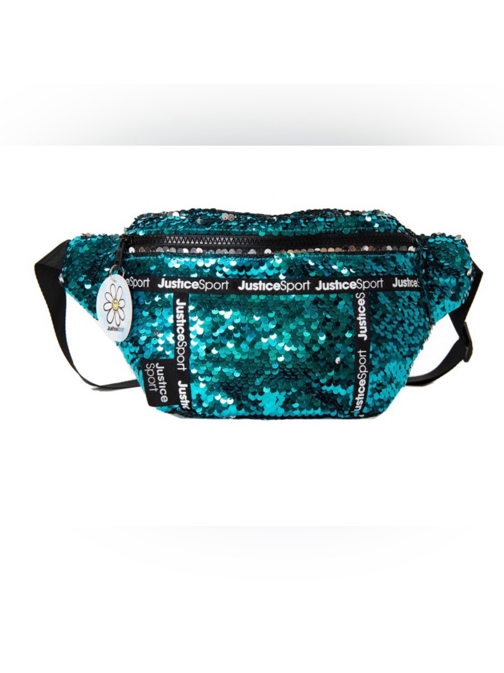 Justice Teal Sequin Waist Bag Fanny Pack Sling Pack